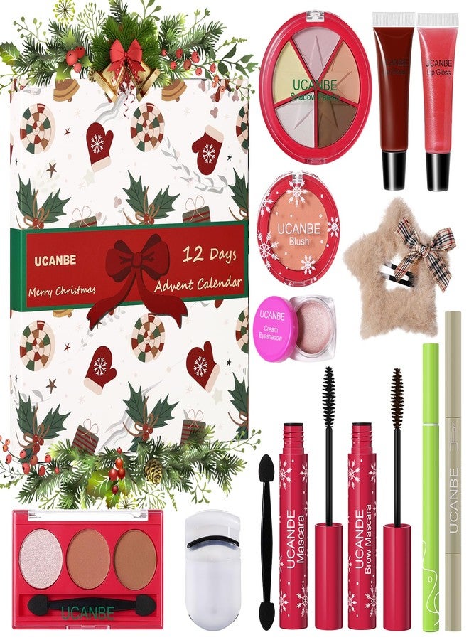 UCANBE Makeup Advent 2025, 12 Days Christmas Countdown Calendar Surprise Gift Kit, Festival Holiday Xmas Cosmetic Starter Makeup Set with 12 Beauty Boxes for Teens Girls Women - Image 1